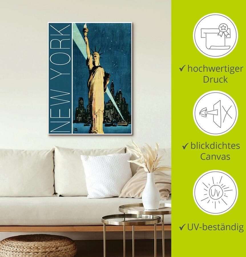 Artland Artprint op linnen New York vintage reisaffiche - Foto 2