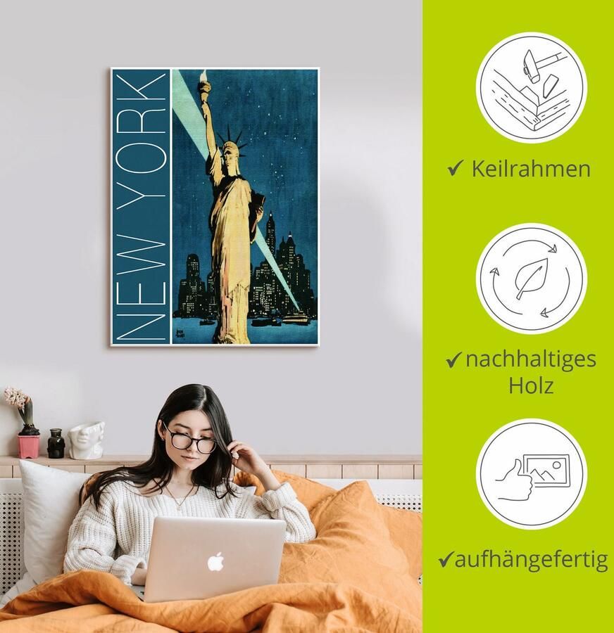 Artland Artprint op linnen New York vintage reisaffiche
