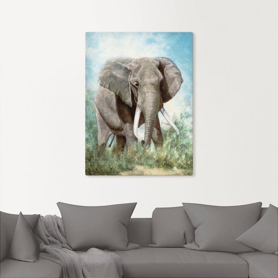 Artland Artprint op linnen Olifant gespannen op een spieraam