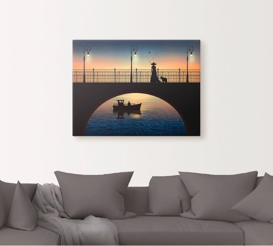 Artland Artprint op linnen Ontmoeting op de brug gespannen op een spieraam - Foto 4