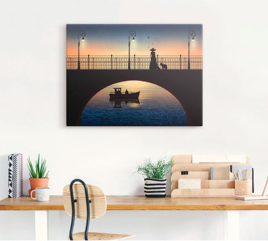 Artland Artprint op linnen Ontmoeting op de brug gespannen op een spieraam - Foto 3