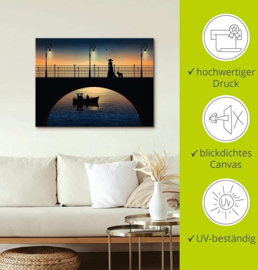 Artland Artprint op linnen Ontmoeting op de brug gespannen op een spieraam - Foto 2