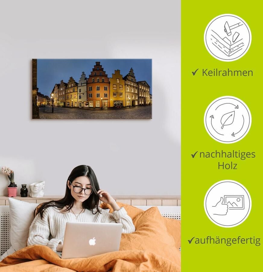 Artland Artprint op linnen Oude binnenstad Osnabrück - Foto 2