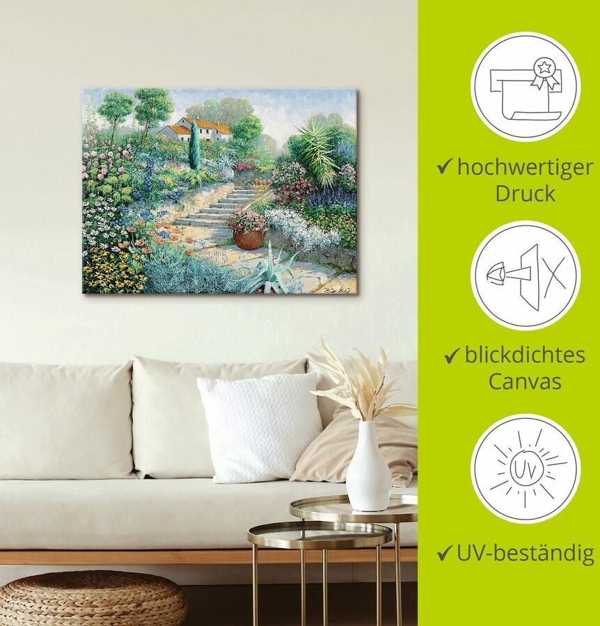 Artland Artprint op linnen Overal bloemen gespannen op een spieraam - Foto 3