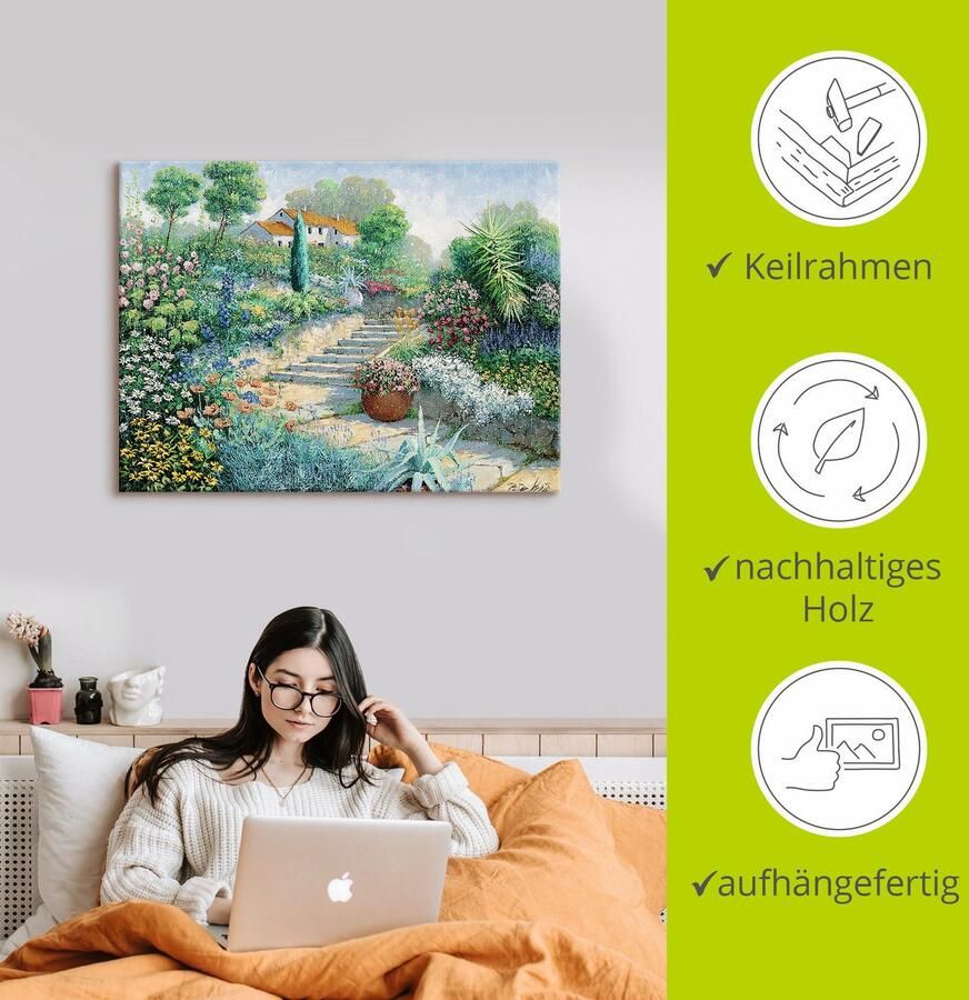 Artland Artprint op linnen Overal bloemen gespannen op een spieraam - Foto 2