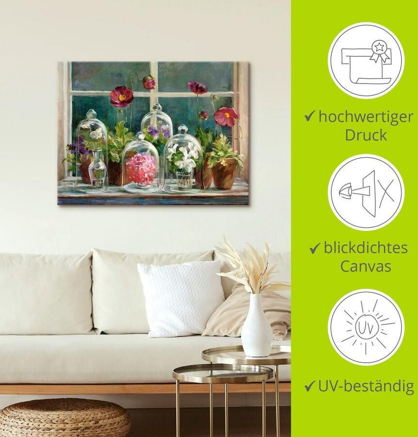 Artland Artprint op linnen Paars klaprozencollectie bij het raam - Foto 2