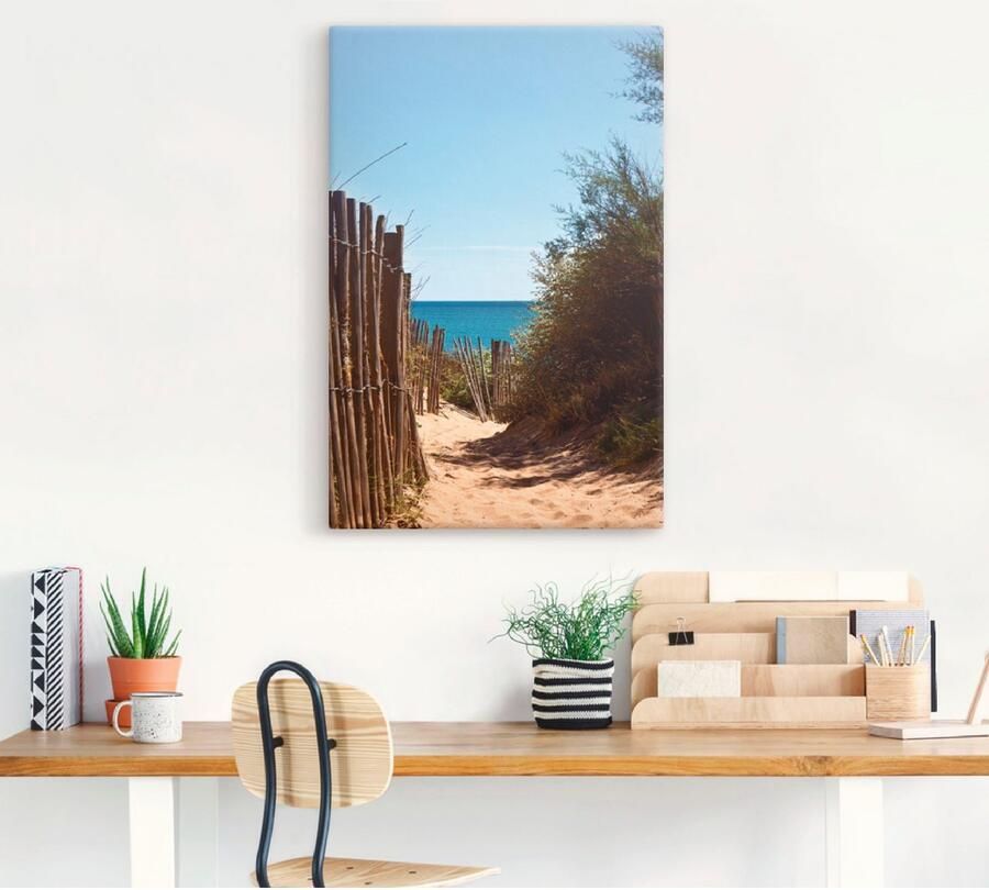 Artland Artprint op linnen Pad naar het strand van Serignan Plage - Foto 3