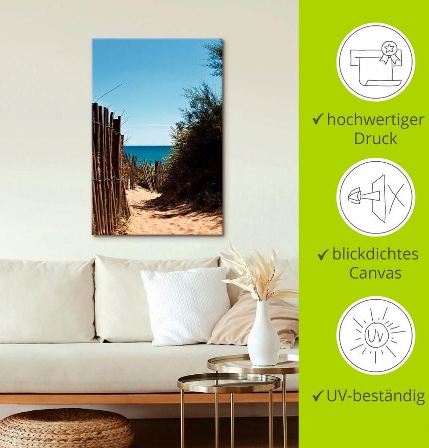 Artland Artprint op linnen Pad naar het strand van Serignan Plage - Foto 2