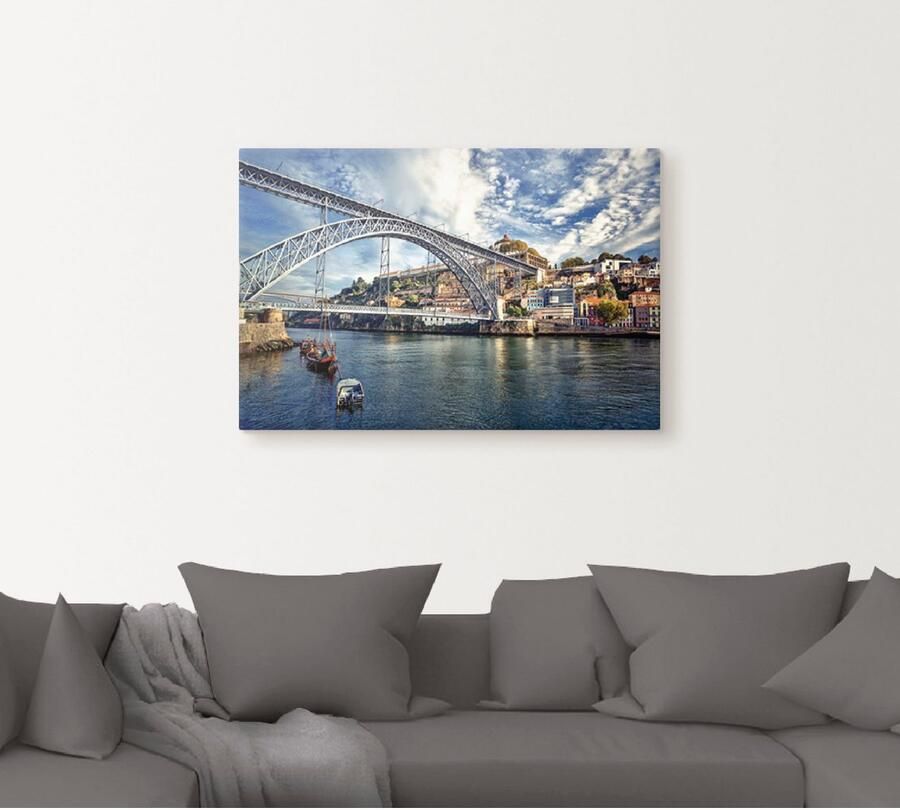 Artland Artprint op linnen Panorama Porto met Eiffel brug - Foto 4