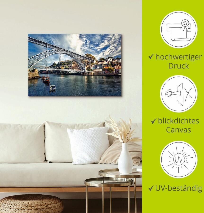 Artland Artprint op linnen Panorama Porto met Eiffel brug - Foto 2