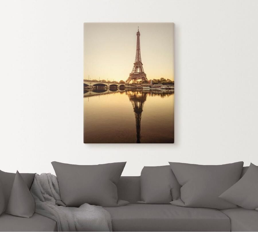 Artland Artprint op linnen Parijs Eiffeltoren V gespannen op een spieraam - Foto 3