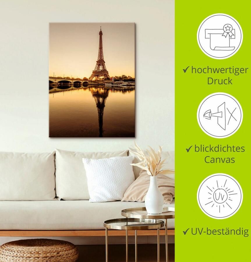 Artland Artprint op linnen Parijs Eiffeltoren V gespannen op een spieraam - Foto 2