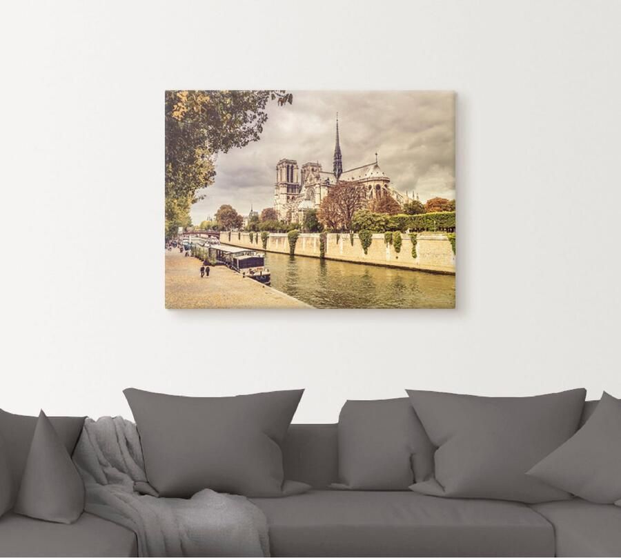 Artland Artprint op linnen Parijs Notre-Dame I gespannen op een spieraam - Foto 4