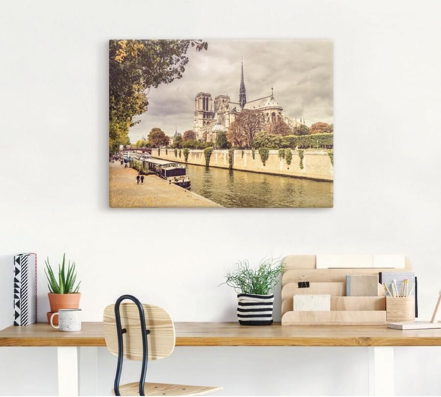 Artland Artprint op linnen Parijs Notre-Dame I gespannen op een spieraam - Foto 3