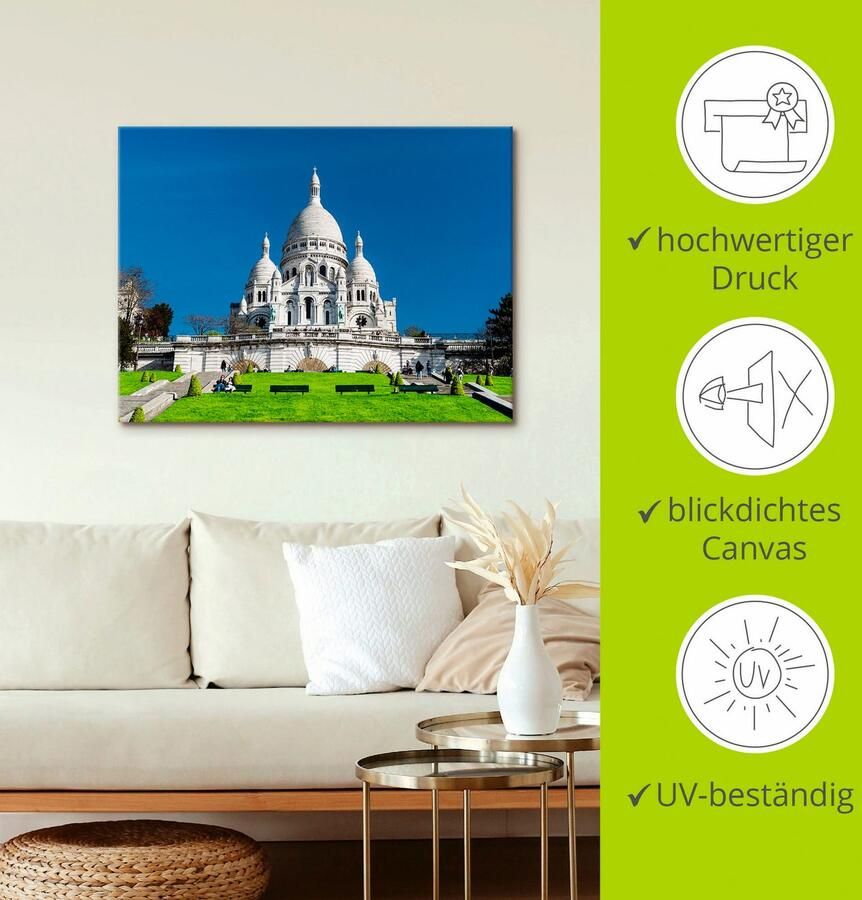 Artland Artprint op linnen Parijs Sacre Coeur gespannen op een spieraam - Foto 2
