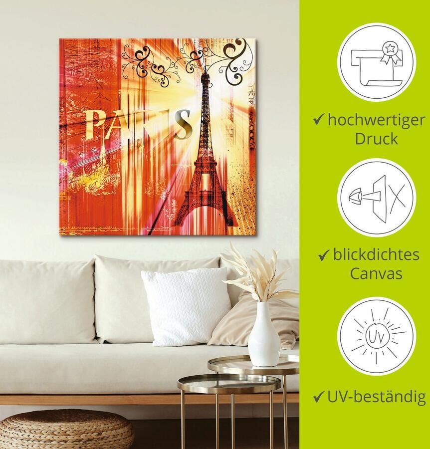 Artland Artprint op linnen Parijs Skyline collage III - Foto 2