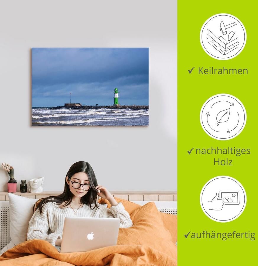 Artland Artprint op linnen Pier aan de Oostzeekust V - Foto 2