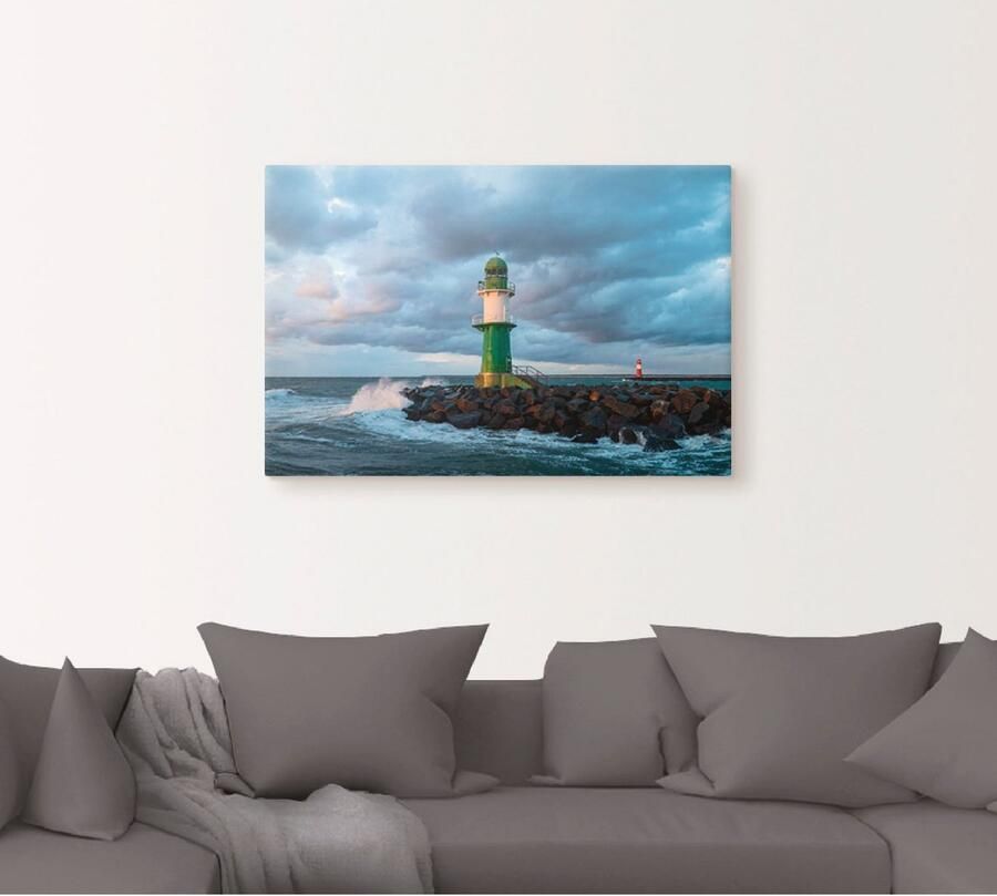 Artland Artprint op linnen Pier in Warnemünde III gespannen op een spieraam - Foto 4