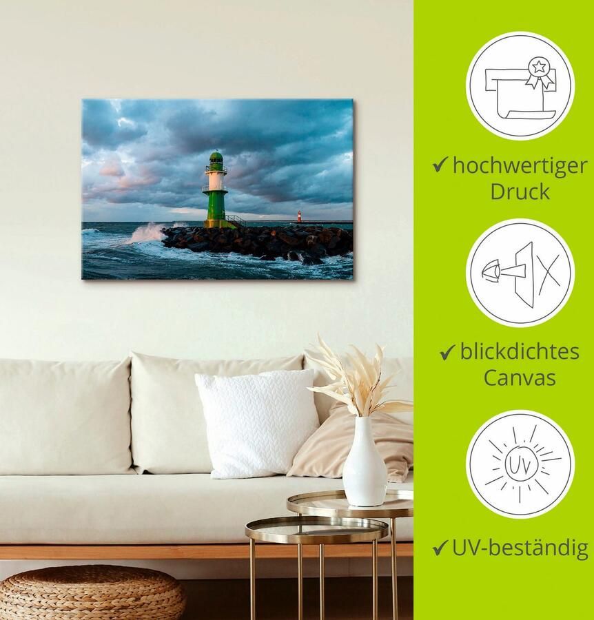 Artland Artprint op linnen Pier in Warnemünde III gespannen op een spieraam - Foto 2