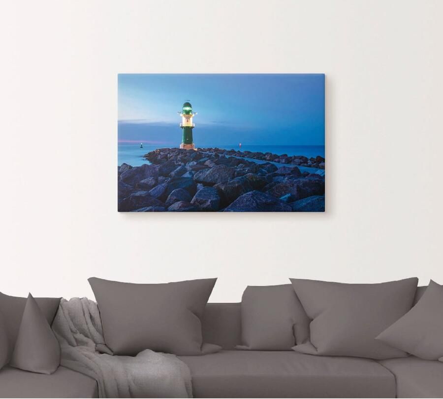 Artland Artprint op linnen Pier 's nachts in Warnemünde - Foto 4