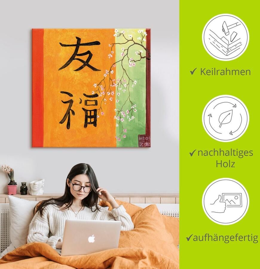 Artland Artprint op linnen Plezier geluk gespannen op een spieraam - Foto 2