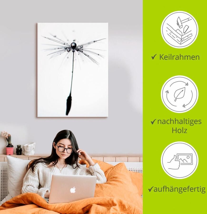 Artland Artprint op linnen Pluizenbol Alone gespannen op een spieraam