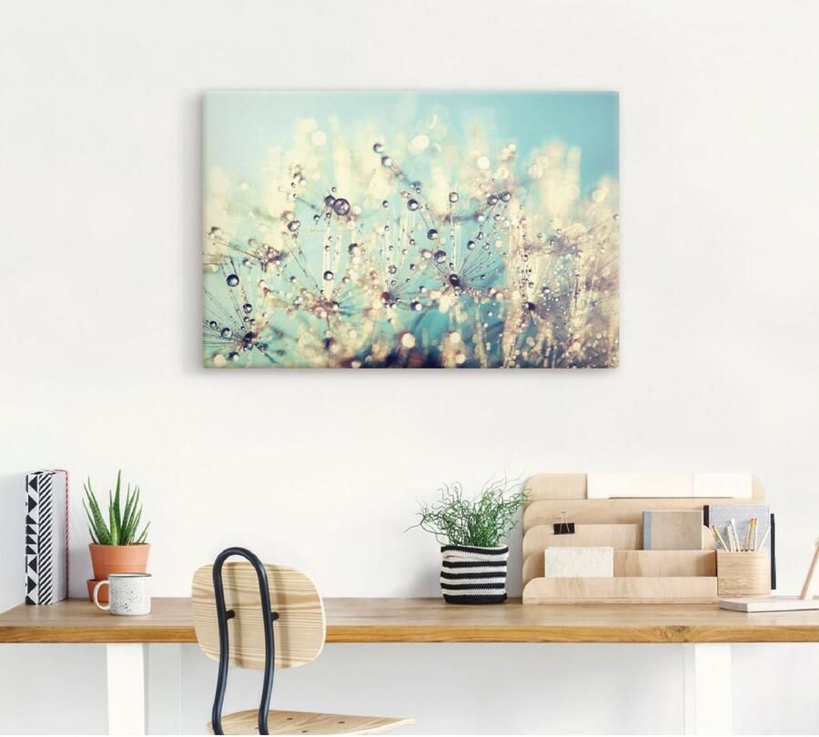 Artland Artprint op linnen Pluizenbol bevochtigd met dauwdruppels - Foto 3