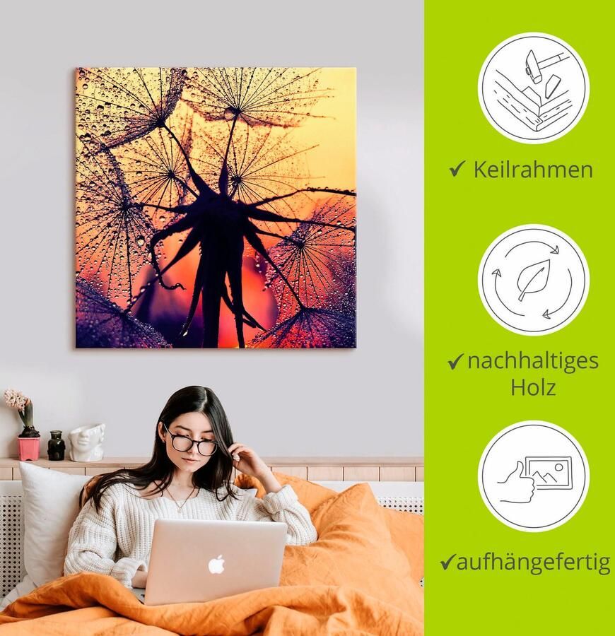 Artland Artprint op linnen Pluizenbol bij zonsondergang - Foto 2