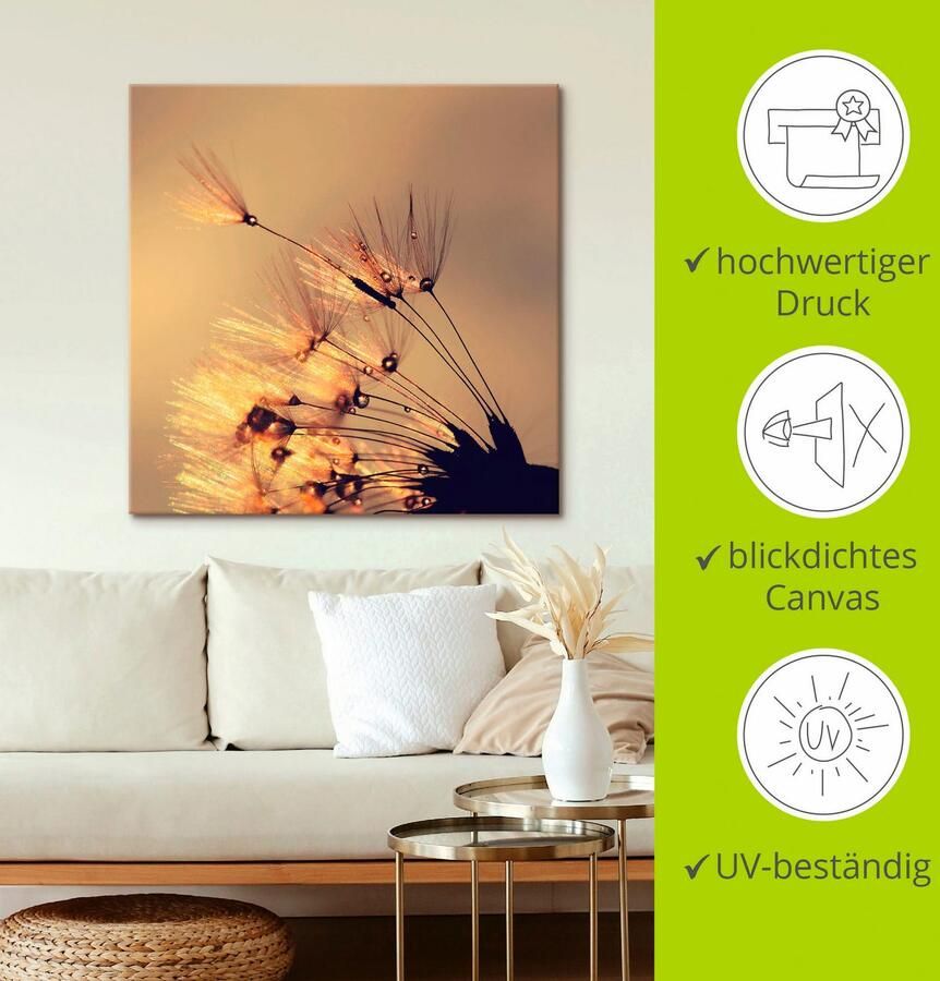 Artland Artprint op linnen Pluizenbol goudkleurige pluimen - Foto 3