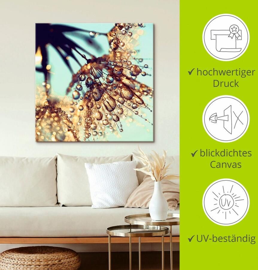 Artland Artprint op linnen Pluizenbol goudkleurige regen - Foto 2