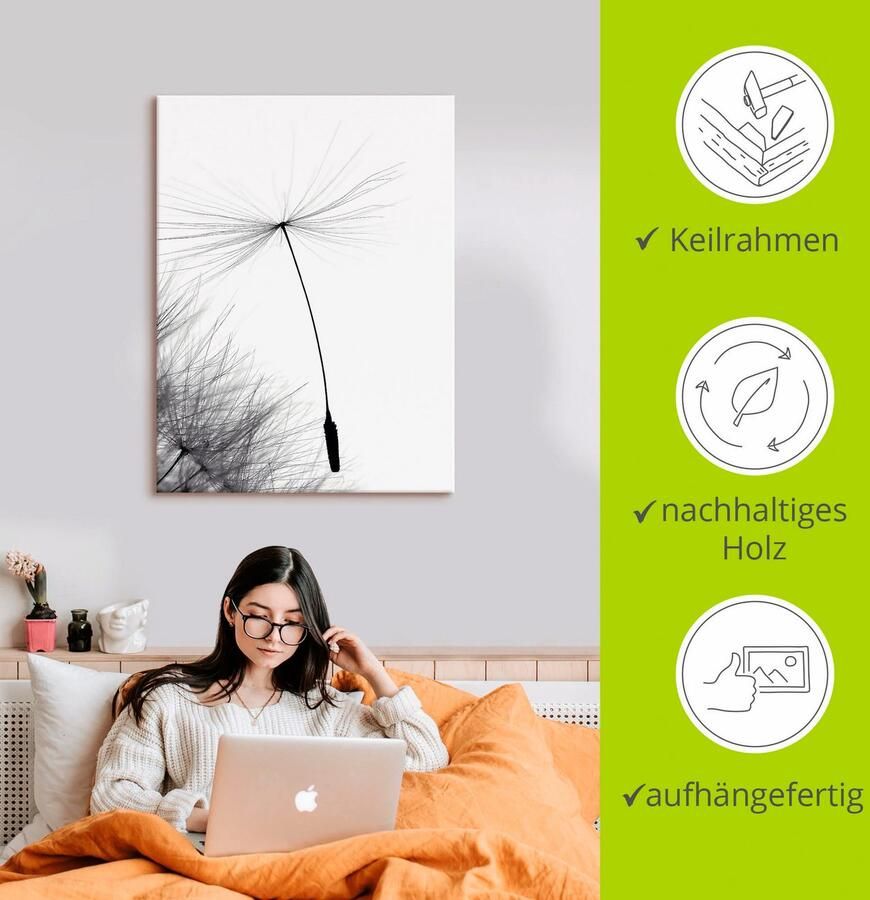 Artland Artprint op linnen Pluizenbol laatste steun gespannen op een spieraam - Foto 2