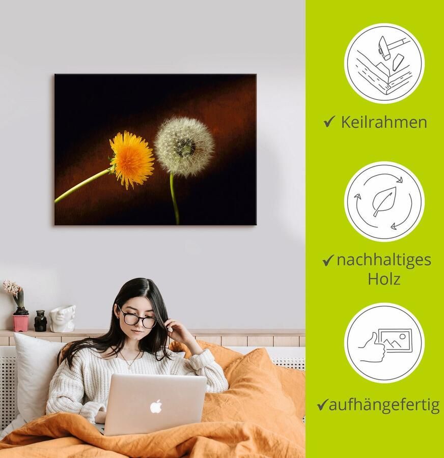 Artland Artprint op linnen Pluizenbol paardenbloem gespannen op een spieraam - Foto 2