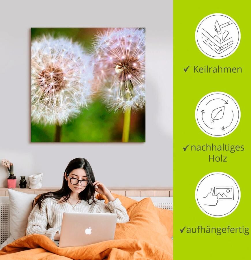 Artland Artprint op linnen Pluizenbol paarsgewijs samenzijn