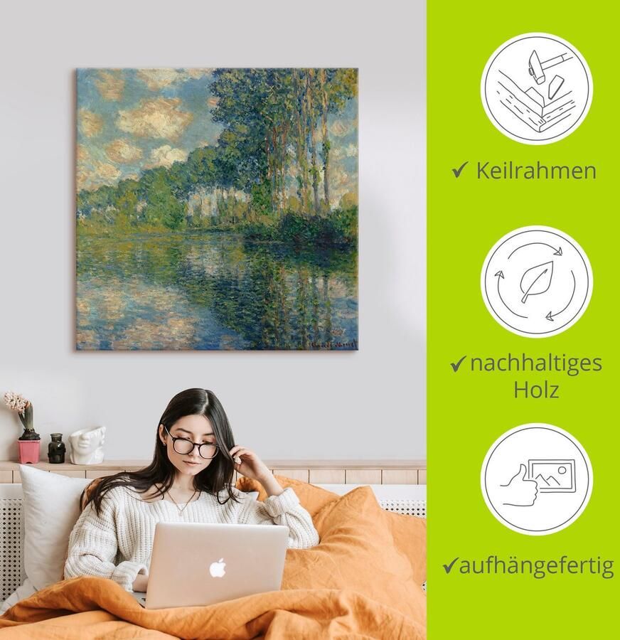 Artland Artprint op linnen Populieren bij de Epte. gespannen op een spieraam