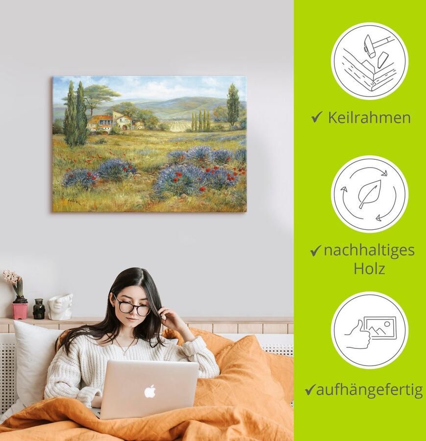 Artland Artprint op linnen Provence lavendelweide gespannen op een spieraam - Foto 4