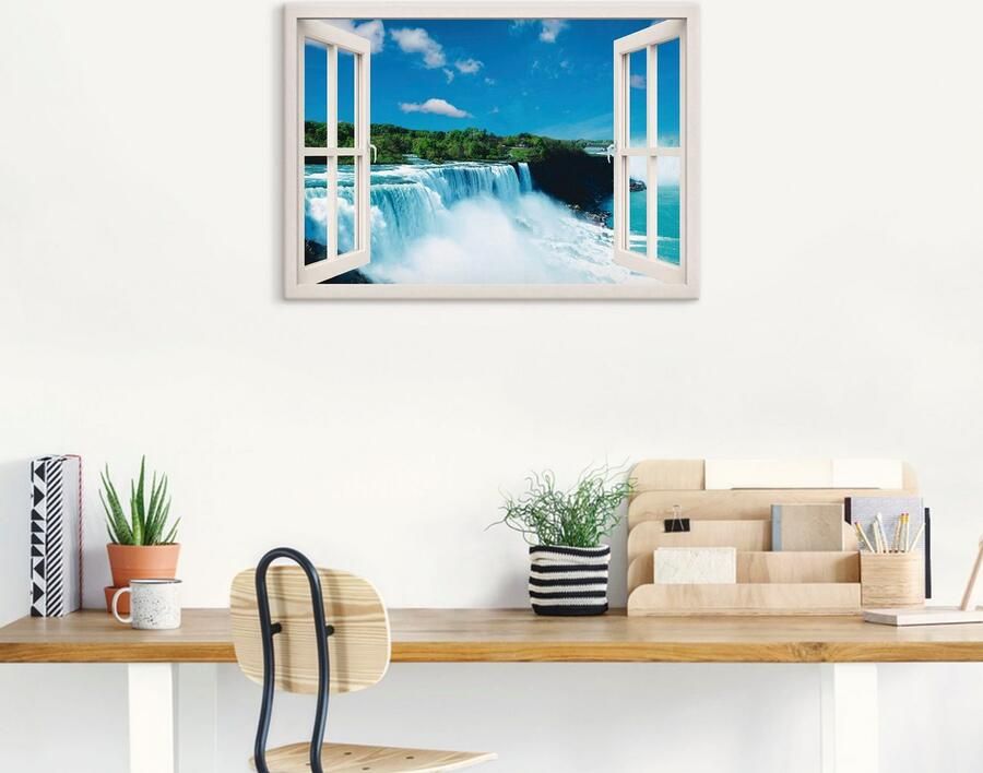 Artland Artprint op linnen Raamzicht Niagara wit gespannen op een spieraam - Foto 5