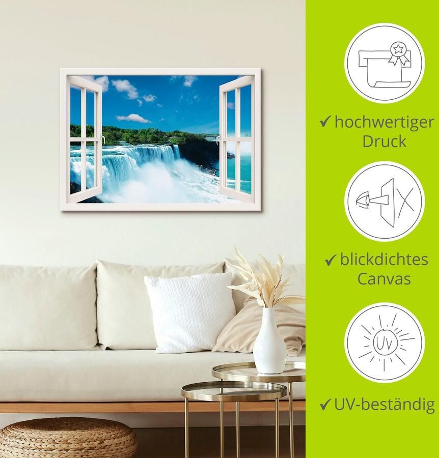 Artland Artprint op linnen Raamzicht Niagara wit gespannen op een spieraam - Foto 3