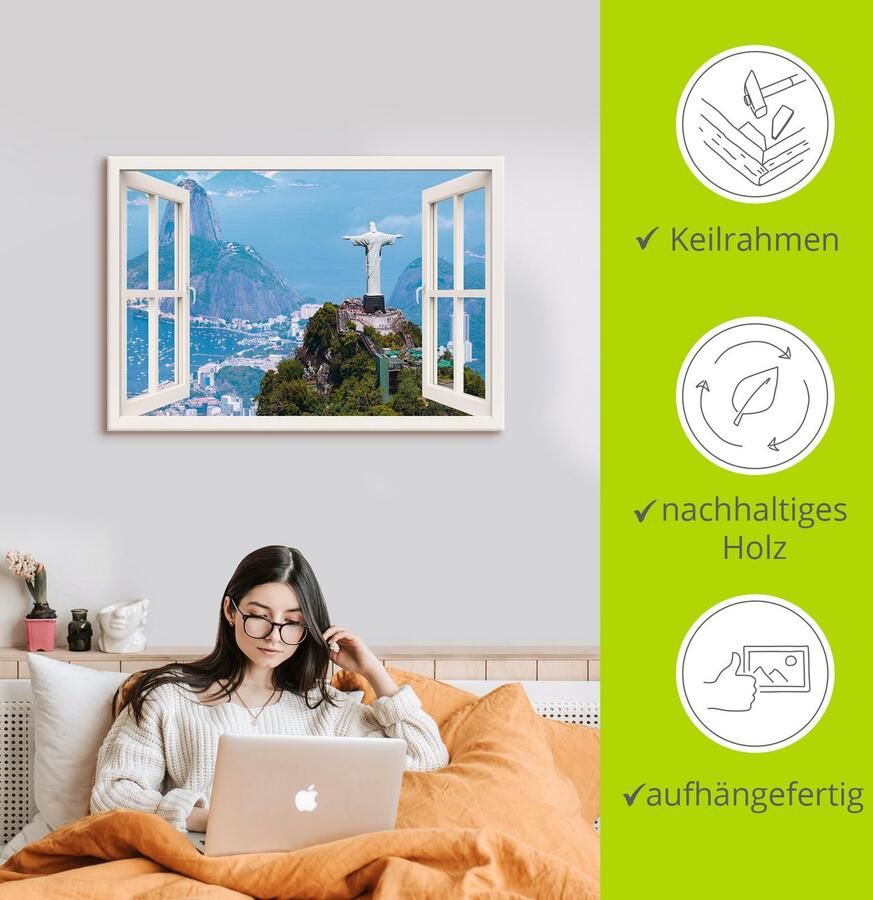 Artland Artprint op linnen Rio de Janeiro met Christus wit - Foto 2