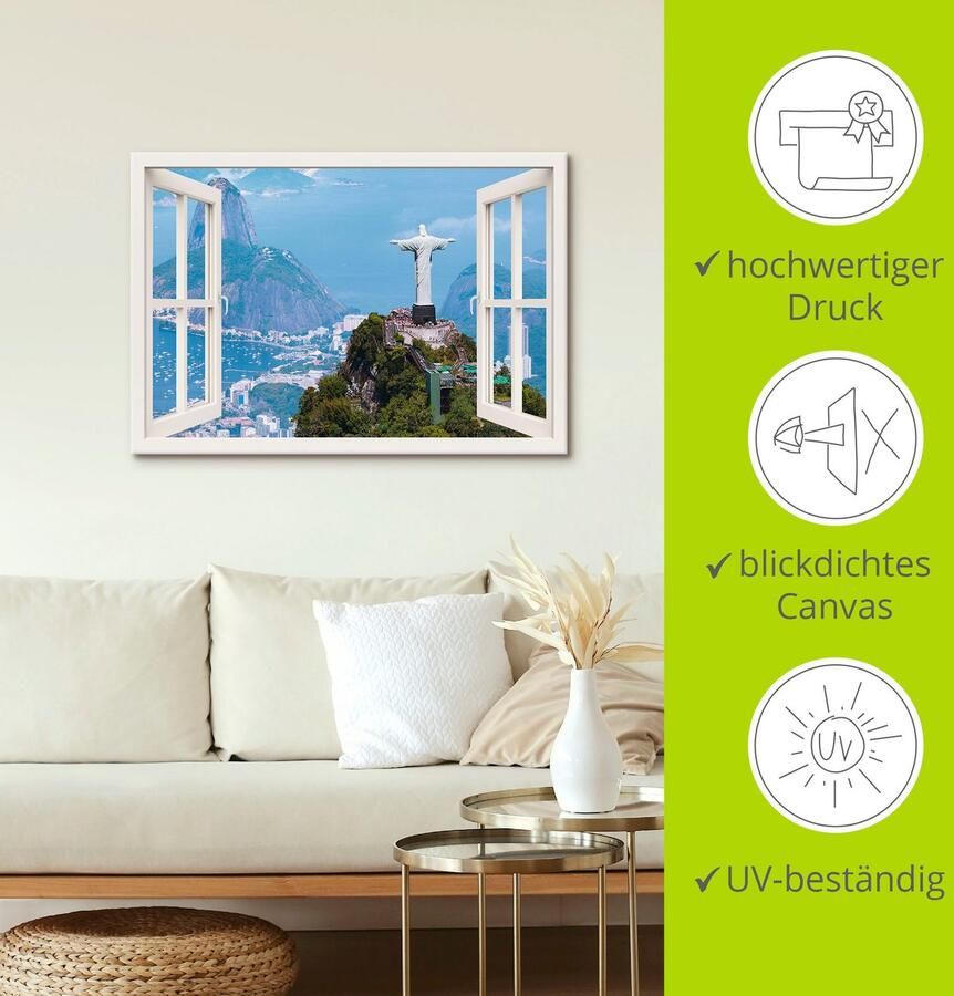 Artland Artprint op linnen Rio de Janeiro met Christus wit - Foto 3