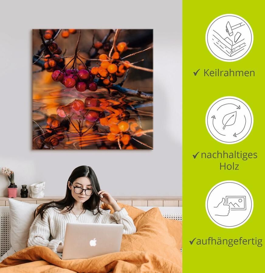 Artland Artprint op linnen Rode bessen Wilde Bessen