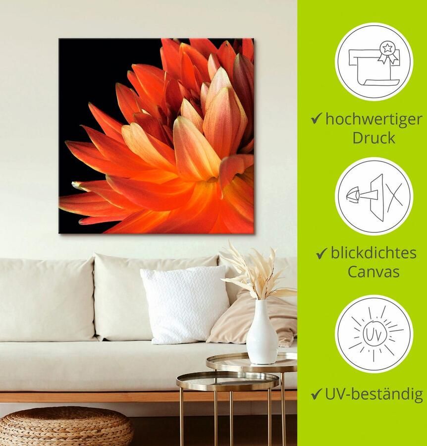 Artland Artprint op linnen Rode dahlia gespannen op een spieraam - Foto 2