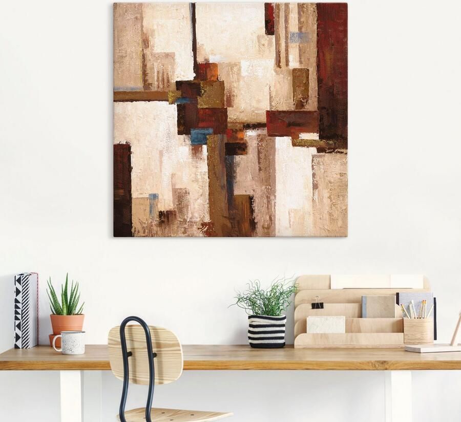 Artland Artprint op linnen Rode en bruine vierkanten I
