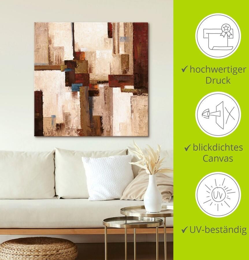 Artland Artprint op linnen Rode en bruine vierkanten I - Foto 4