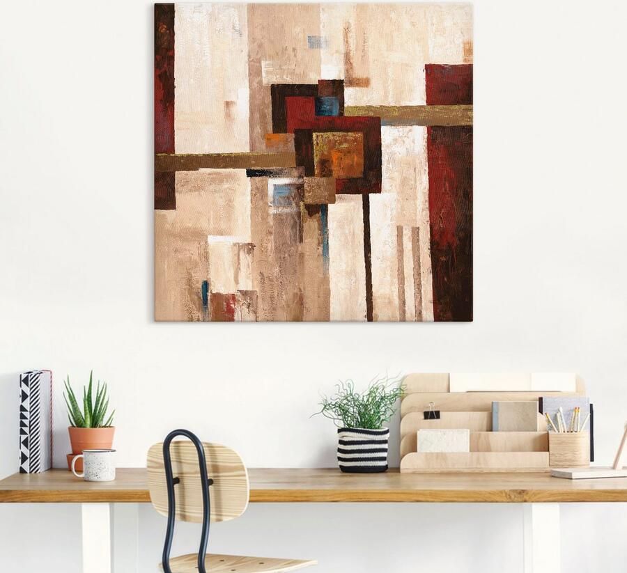 Artland Artprint op linnen Rode en bruine vierkanten II - Foto 4