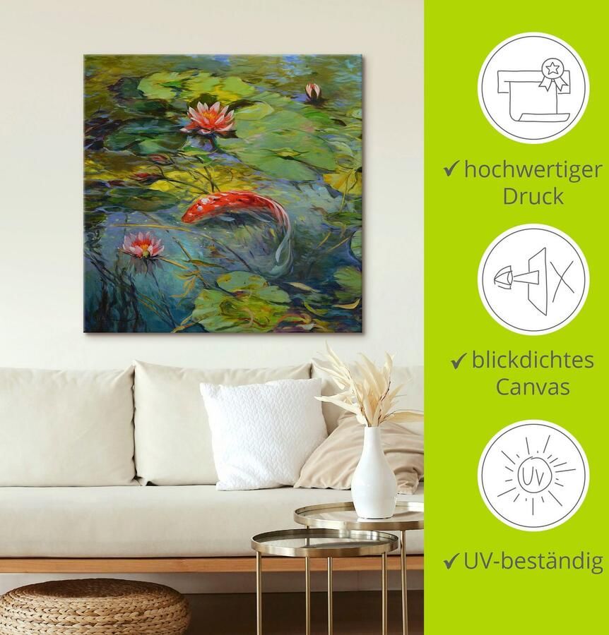 Artland Artprint op linnen Rode koikarper gespannen op een spieraam - Foto 2