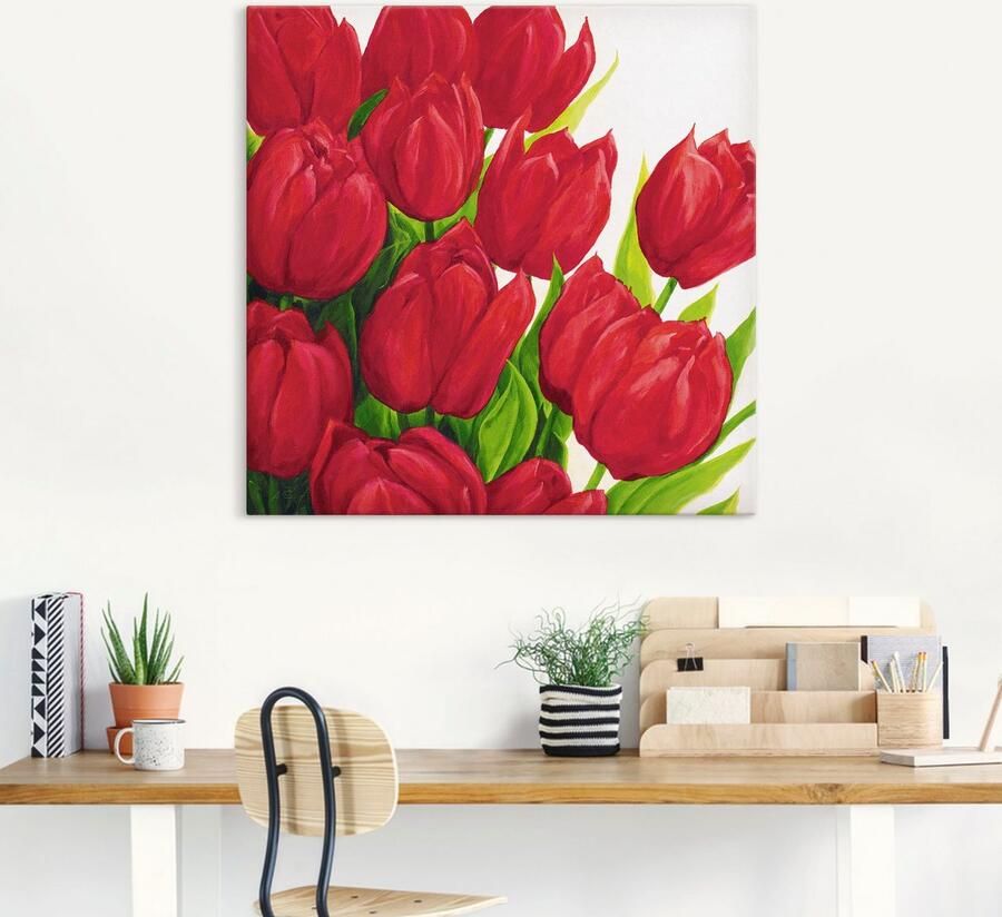 Artland Artprint op linnen Rode tulpen gespannen op een spieraam - Foto 4