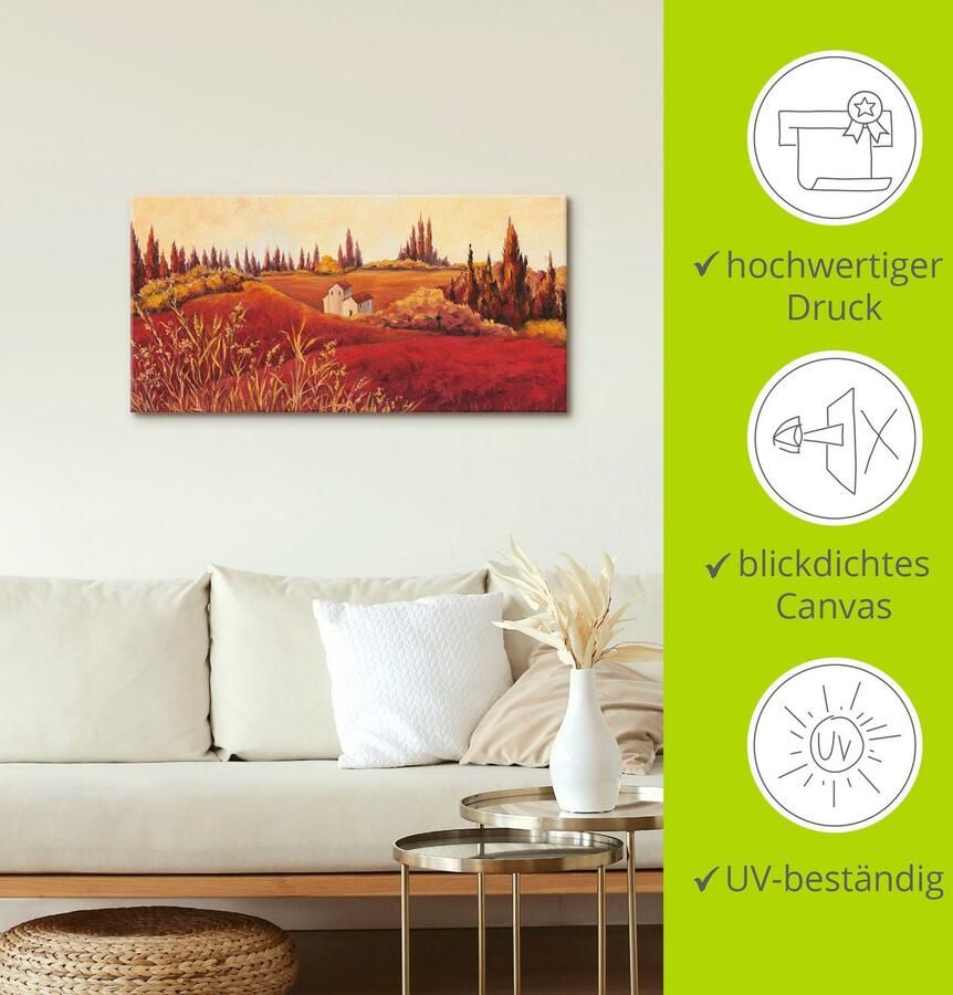 Artland Artprint op linnen Rode velden gespannen op een spieraam - Foto 3