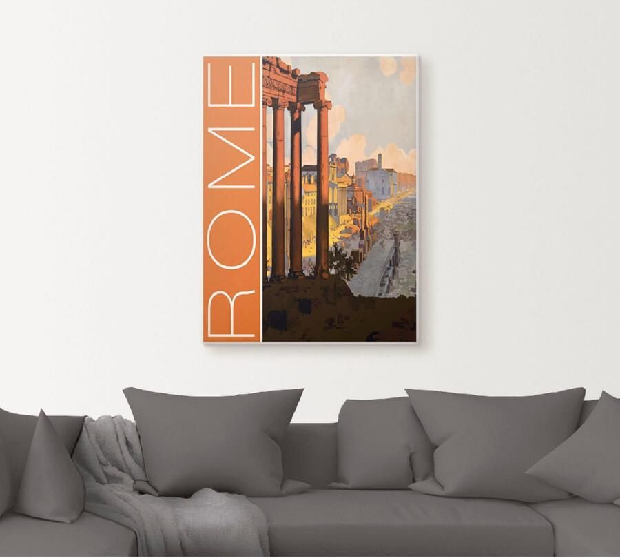 Artland Artprint op linnen Rome Vintage reisaffiche gespannen op een spieraam - Foto 4