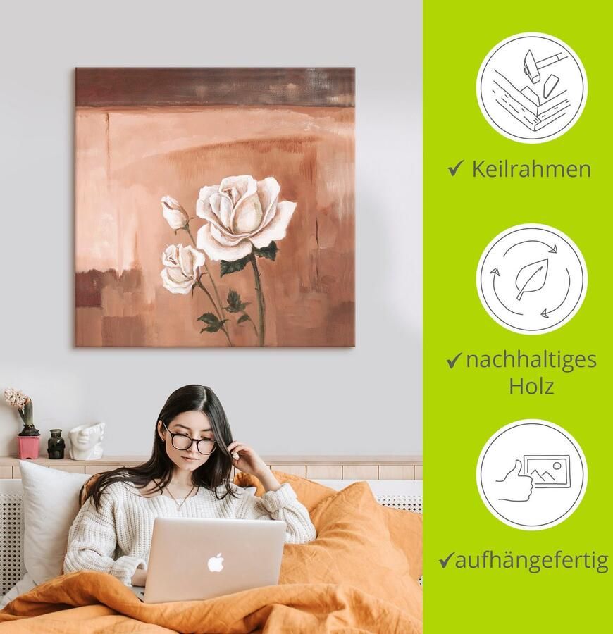 Artland Artprint op linnen Rozen II gespannen op een spieraam - Foto 2