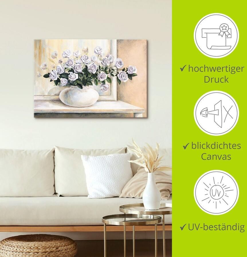 Artland Artprint op linnen Rozen op tafel II gespannen op een spieraam - Foto 3